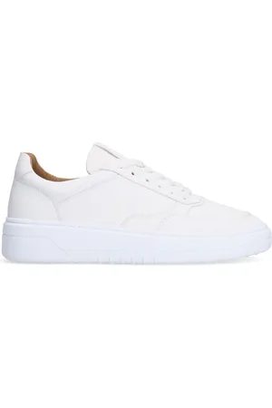 Manfield Heren - Witte leren sneakers