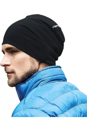 Beechfield Wintermuts Oslo - zwart/wit - volwassenen - Katoen/elasthan - sport muts beanie - gebreid