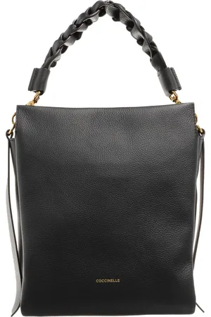 Coccinelle Leren Handtas Schoudertas Boheme Grana Double Handbag Double Grainy Leather Zwart