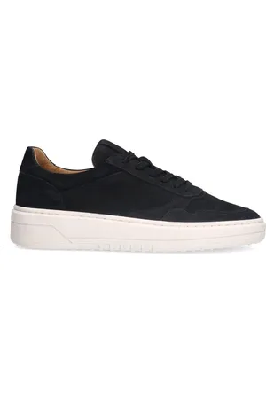 Manfield Heren - Zwarte nubuck sneakers