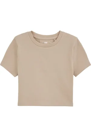 WE Fashion Meisjes cropped T-shirt van ribstof