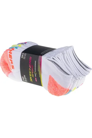 Skechers 6pk Girls Full Terry No Show Med S108265-WHT, voor meisje, , Sokken, maat: 31-34