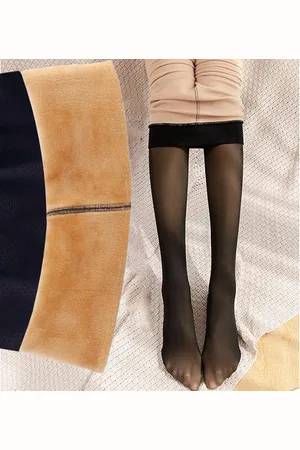 Lee 2x Fleece thermo panty - - warme gevoerde panty - beige/zwart - super zacht - maat S/M