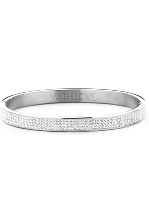 Key Moments 8KM BC0044 Stalen Bangle met Kristal - Grootte 58x50 mm - / Wit