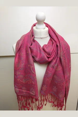 Merkloos Lange dames sjaal Amaya gebloemd motief paisleymotief blauw groen geel