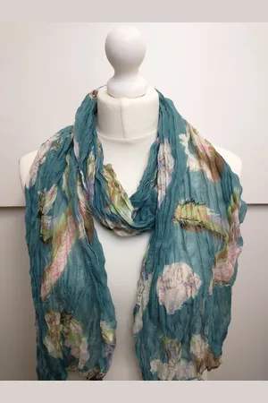 Merkloos Lange dames sjaal Edith veertjesmotief wit fuchsia bruin blauw lime zwart