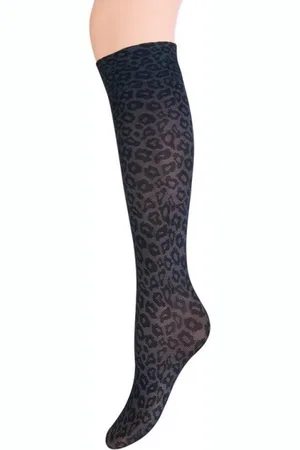 Marcmarcs Fashion panty kniekous met panterprint /zwart