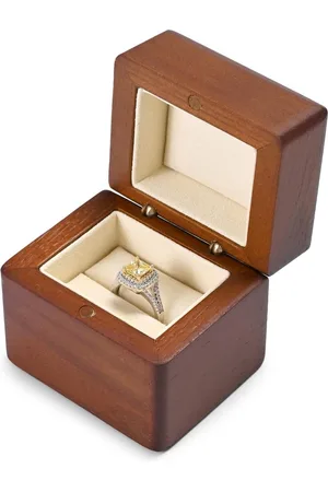 Merkloos Notenhouten ringendoos voor bruiloft - vintage sieradenkistje - verloving en jubileum - aanzoek - Valentijnsdag en Kerstmis - crèmewit