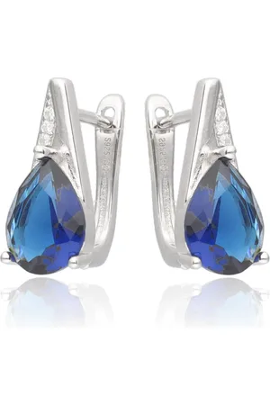 Zilver Blauw Oorbellen - Echte met Blauw Zirkonia - Silver Blue Earrings - Amona Jewlery