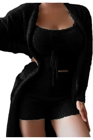 Merkloos Aventury Dames Crop top - 3-delige - Cozy set - Velvet - Teddy Lounge Set - Winter set - Comfortabele Huispak voor Dames - - M