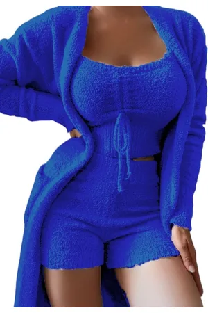 Merkloos Aventury Dames Crop top - 3-delige - Cozy set - Velvet - Teddy Lounge Set - Winter set - Comfortabele Huispak voor Dames - - L