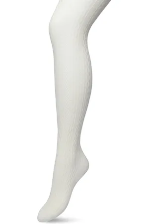 Bonnie Doon Bio Kabel Maillot Dames maat L/XL - Ingebreid Kabel patroon - Biologisch Katoen - Uitstekend draagcomfort - Classic Cable Tights - OEKO-TEX - Gladde Naden - Klassiek - Gebroken Wit - Crème - - BP211903.110