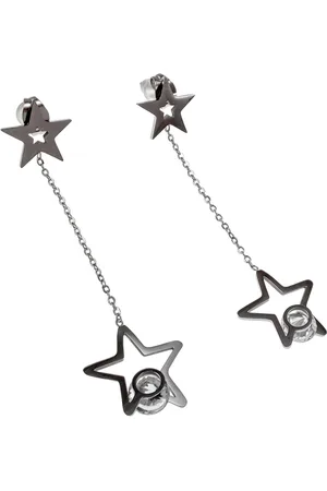 esde2 Langer 56cm Oorbellen Dames - Gepolijst RVS - Steroorbellen met Ketting