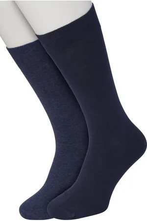 Bonnie Doon Basic Sokken Heren set Jeans met Donker Blauw maat 47/52 - 2 paar - Basis Katoenen Sok - Gladde Naden - Brede Boord - Uitstekend Draagcomfort - Goede Pasvorm - 2-pack - Multipack - Effen - Jeans Blauw Heather - Donkerblauw - OL6324012.493
