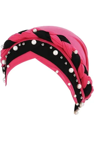 Merkloos Vrouwen Hijab Kralen Parel Vlecht Tulband Hoed Hoofd Sjaal - Chemo Mutsen Bandana Headwrap Cap - Content