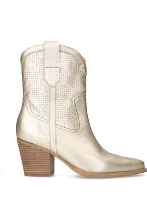 Manfield Dames - Goudkleurige leren cowboylaarzen