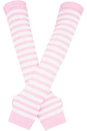 Merkloos Lange armwarmer voor dames in punk gothic- en rockstijl - vingerloze handschoenen - roze/wit - Eén maat - trendy accessoires