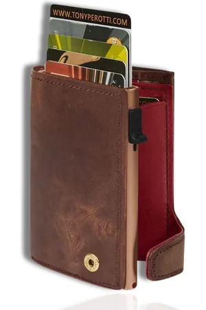 Tony Perotti Furbo - Pull-up leer CC-houder met bankbiljet- en kleingeldvak