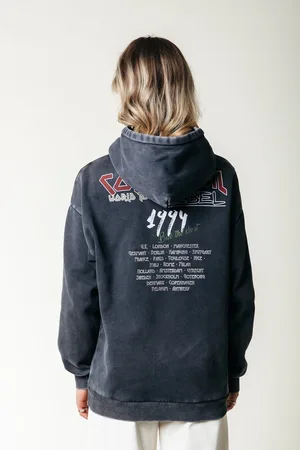 Colourful rebel Concert Acid Wash Clean Hoodie - S