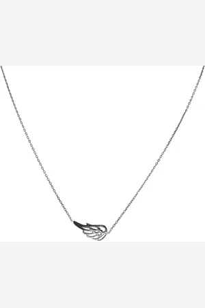 Silventi 9NBSAM-190082 Zilveren Ketting - Dames - Bedel - Vleugel - 18 x 8 mm - Ankerschakel - 38 + 5 cm - 7 ,, Dik - Rhodium