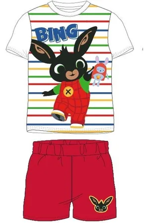 Bunny Shortama / pyjama gestreept wit/rood katoen maat 110