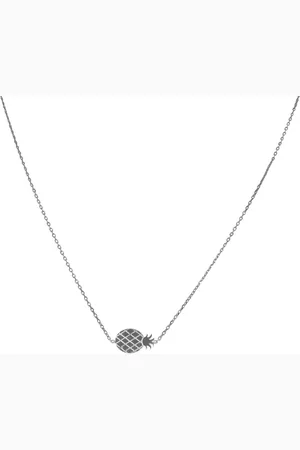 Silventi 9NBSAM-190105 Zilveren Ketting - Dames - Bedel - Ananas - 11 x 7 mm - Ankerschakel - 38 + 5 cm - 7 ,, Dik - Rhodium