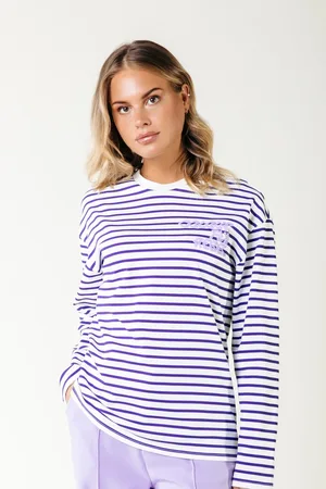 Colourful rebel Logo Wave Stripe Longsleeve Tee - XS