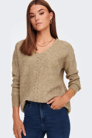ONLY Trui Onlairy Life L/s V-neck Pullover Cc 15259777 Bistre W/melange Dames