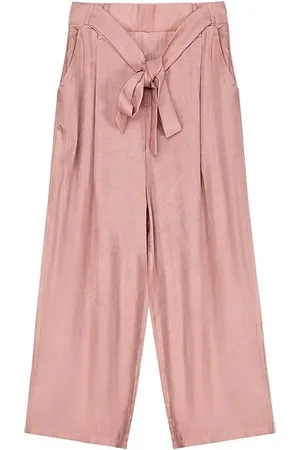 Merkloos Broek strik band - lente/zomer - dames - bandplooien - elastiek - - maat M