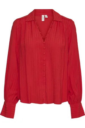VERO MODA Blouse Vmviolet L/s Shirt Wvn Btq Ga 10322447 Fiery Red Dames