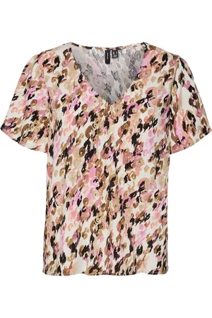 VERO MODA VMEASY V-NECK SS BLOUSE - Tigers Eye