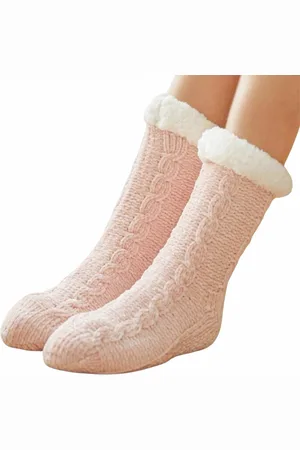 Merkloos Huissokken Dames - kabelpatroon - anti slip sokken - gevoerd - fleece sokken - dikke sokken - fluffy sokken - slofsokken - warme sokken - gevoerde sokken - winter sokken - - maat 36-40