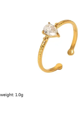 Yehwang Ring Waterdruppel - OneSize - Goud - RVS - Ringen Set