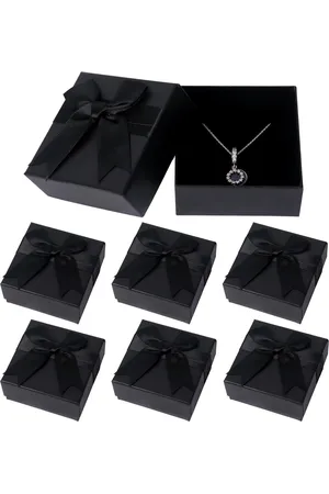 Merkloos 6 Pieces Small Gift Boxes with Bowknot Jewellery Box for Necklaces Earrings Rings - Black