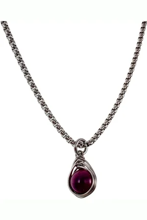 esde2 60cm x 3mm Jasseron-ketting + Rozepaars-Blauwpaars Kristal Hanger Dames - RVS - Handgemaakt Kristal Hanger met Ketting