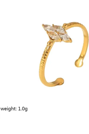Yehwang Ring Vierkante Ruit - OneSize - Goud - RVS - Ringen Set