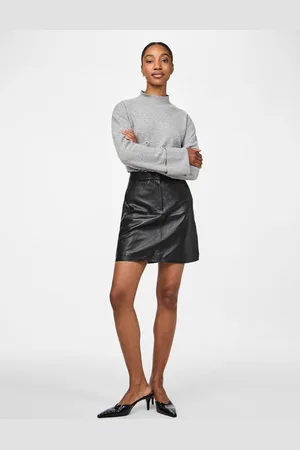 Y.A.S Lyma HMW Leather Skirt Black