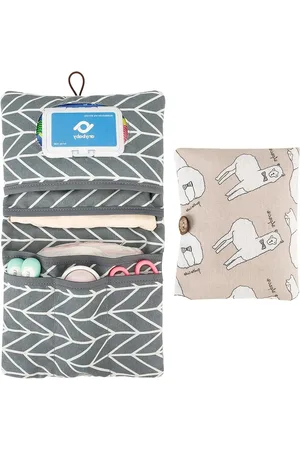Merkloos Opvouwbare draagbare toilettas voor op reis met haken - Make-uptas voor cosmetica organisatie - Compacte badkamertas voor zakenreizen en vakantie - Beige modern design