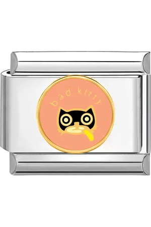 quiges Schakel - Bedel - 9mm - charms - Stoute Kitty - Geschikt voor - Nomination- armband - Schakelarmband - italy bedels armband