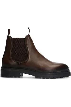 Manfield Heren - Bruine leren chelsea boots