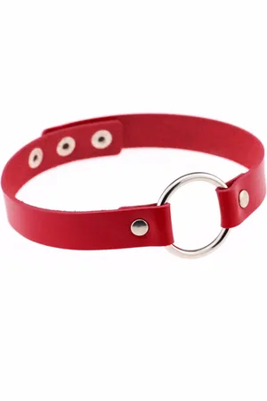 KIMU Choker Ring - Pu Leer Collar Ketting Halsband Sexy Festival