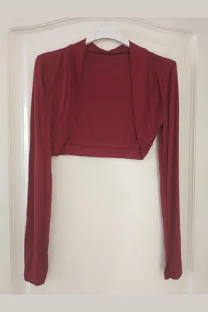 Merkloos Dames banned bolero Alinda lange mouwen donkerrood maat S/M