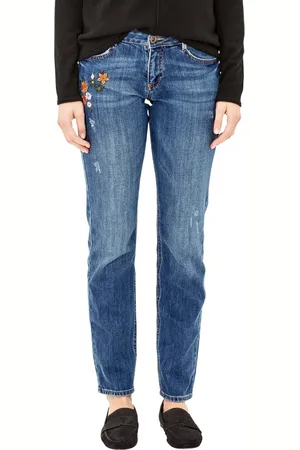 QS by s.Oliver Jeans broek met bloemenprint