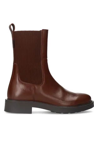 Manfield Dames - Bruine leren chelsea boots
