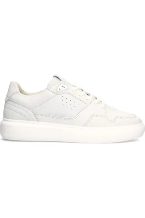 Manfield Heren - Witte nubuck sneakers