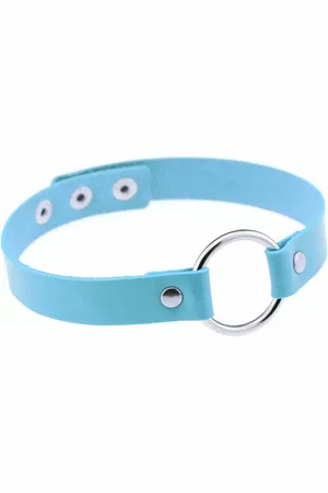KIMU Choker Ring - Pu Leer Collar Ketting Halsband Sexy Gag Festival
