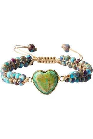 Marama Verstelbare Armband Heart Blue Green - natuursteen - vegan - damesarmband