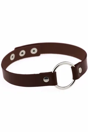 KIMU Choker Ring - Pu Leer Collar Ketting Halsband Sexy Festival