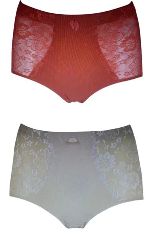 Merkloos Dames 2-pack Licht Corrigerende Katoenen Slips - Pantybroek H201 maat XL (40-42)