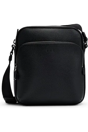 HUGO BOSS Leren Schoudertas New Crosstown Reporterbag With Zip Zwart